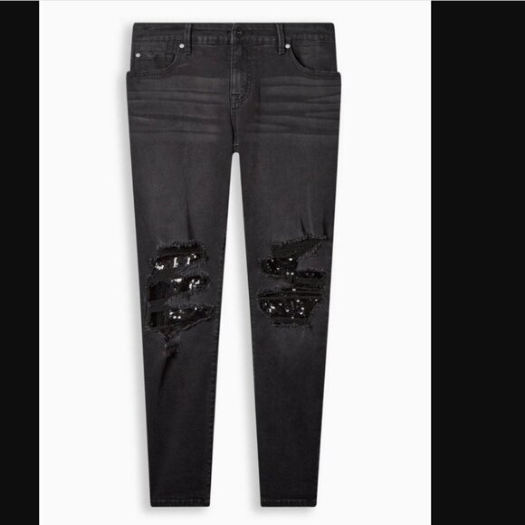 Torrid Boyfriend Straight Vintage Stretch Mid-Rise Sequin Backed Jean new - Picture 8 of 16